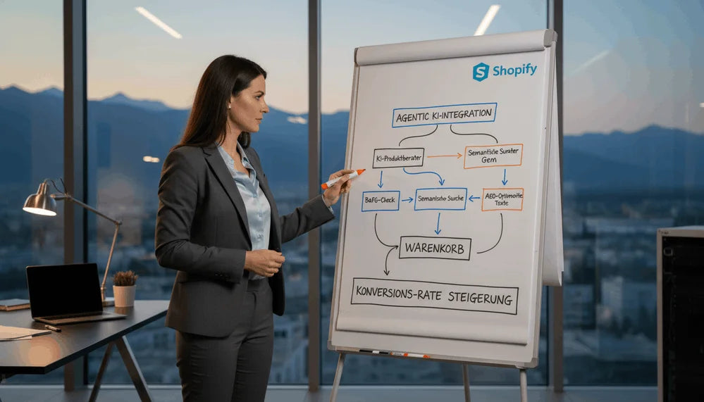 Strukturierung eines Shopify-Shops auf Flipchart bei RIEMVISION