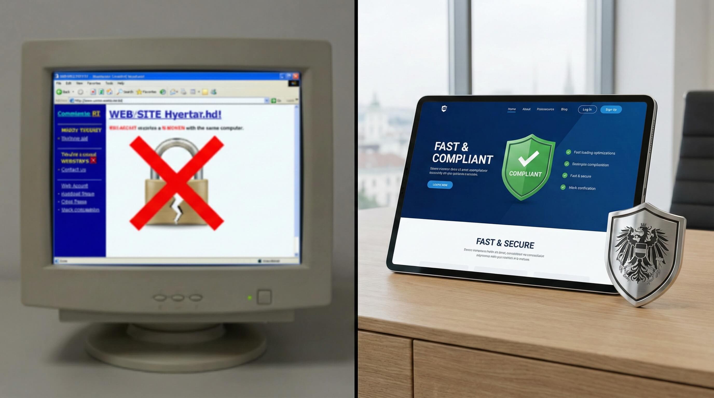 RIEMVISION High-Performance Webdesign – Visualisierung einer modernen, barrierefreien Webseite, optimiert für Google Core Web Vitals und rechtssicher nach BaFG 2025.