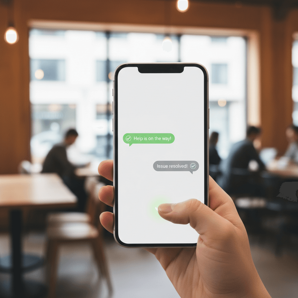 Smartphone mit einer erfolgreichen Chat-Interaktion